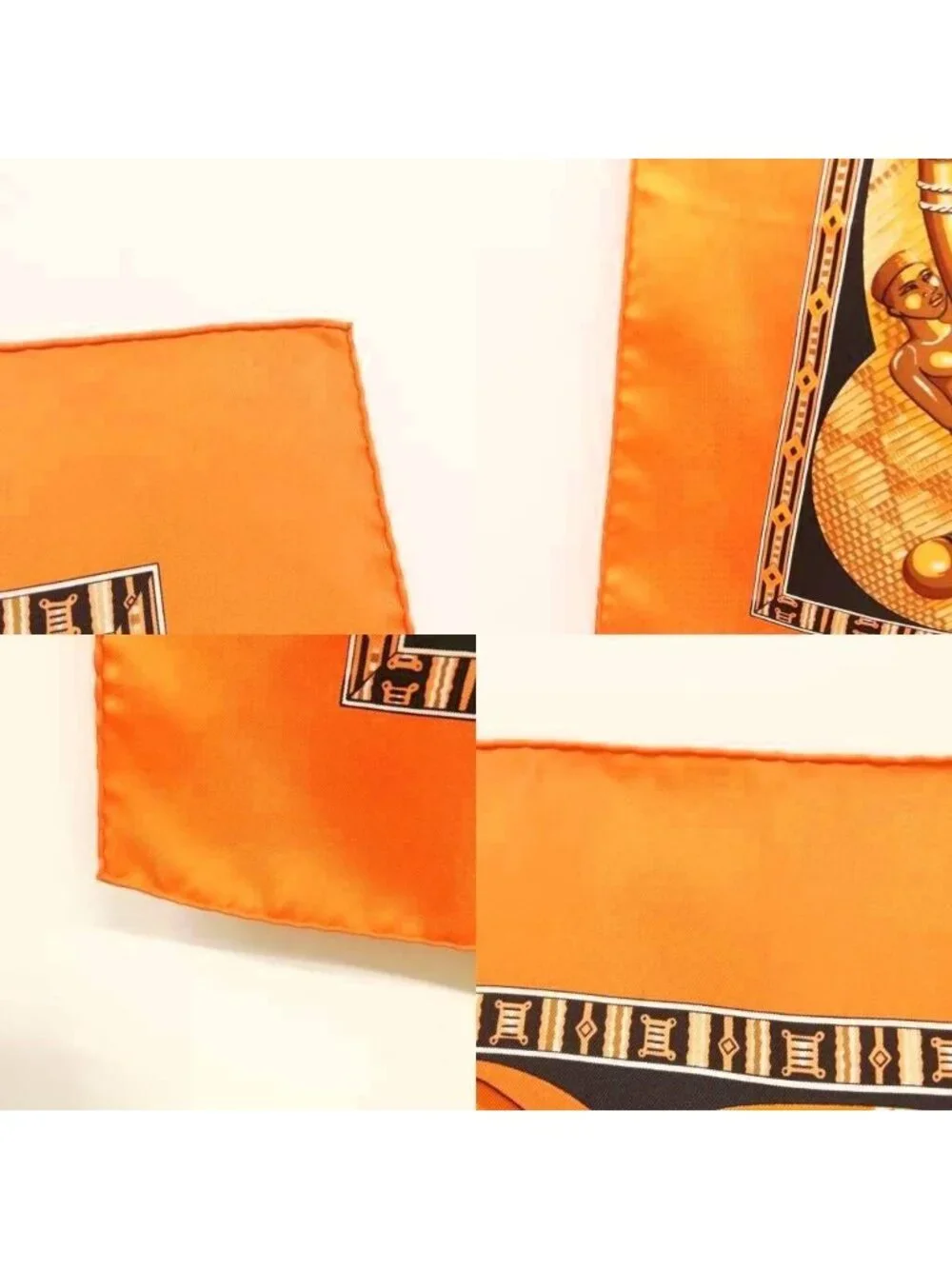 Hermes Au Son du Tam Carre 90 Large Scarf Orange